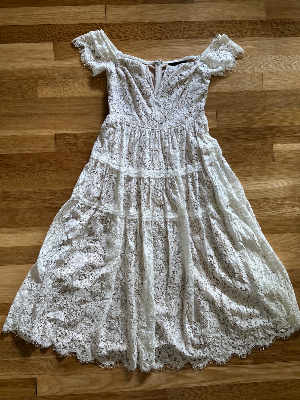 Lulu's White Lace Off Shoulder Midi
Dress - Bridal Shower, Wedding - Size XS
